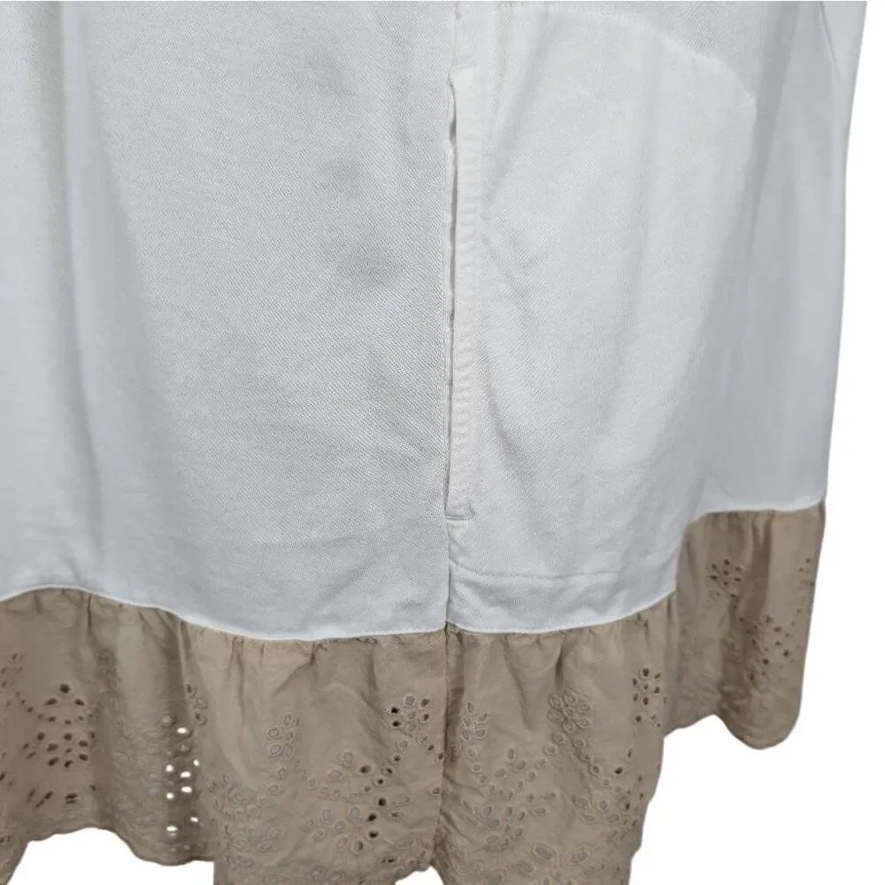Logo Lori Goldstein 4X White Mini Dress Tunic Top Pockets Cottagecore Lagenlook